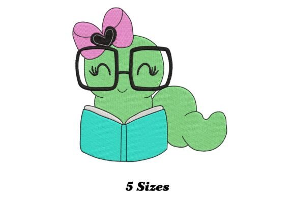 Delightful Book Worm: A Charming Embroidery Design for Personalized Gifts