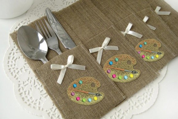 Palette with Paints for Artists: Holiday Embroidery Review